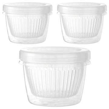 蔥蒜薑濾水盒 TA-K340 藥味保存盒 3入 附有過濾器 用於排水和儲存 方便存放調味品  1組