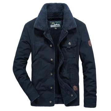 [巴黎精品] 工裝外套休閒夾克-加絨領寬鬆棉質男夾克3色a1fa50