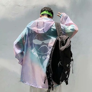 防曬服男 潮牌  超薄 透氣 寬鬆 男士 防曬上衣港風ins潮流連帽外套(VF40)【壹號站】