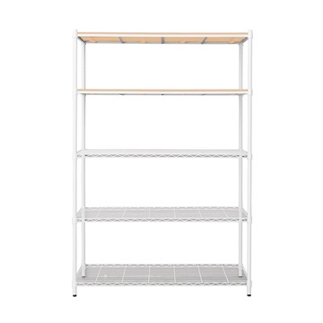 【dayneeds】松木 120x45x180cm 烤漆五層架 白框+原木色板