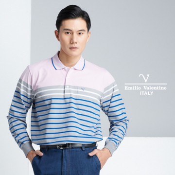 Emilio Valentino 舒適休閒層次POLO衫_灰(66-8V1157)