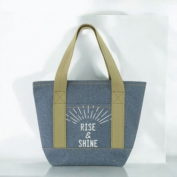 現貨 日本RISE&SHINE牛仔色多功能保溫袋 內襯鋁箔材質可保溫保冷 大容量附拉鍊輕鬆收納適合旅行攜帶 日本進口