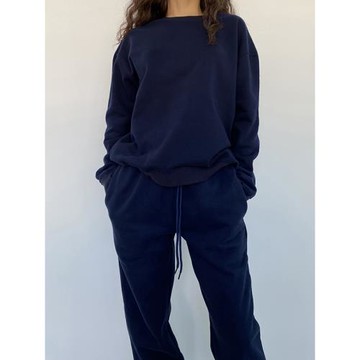 斷碼清貨|SWAGAL女裝秋冬歐美藍圓領寬松顯瘦加絨衛衣外套上衣