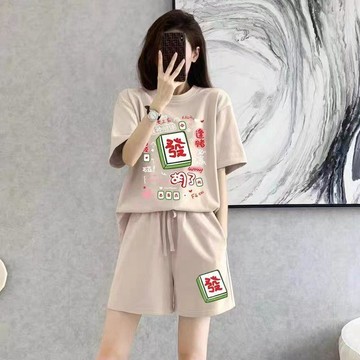 【小悅居】短袖短褲套裝女時尚寬鬆顯高五分褲國潮大碼夏季休閒運動風兩件套網紅同款、熱門單品 人氣好物