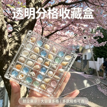 優盛包材🔥小貝殼收納格 每顆貝殼都是旅行回憶 透明亞克力分格收納盒爆款防塵防潮展示盒