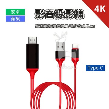 IOS/Android通用 Type-C HDMI轉接線 手機投影 同屏線 手機電視轉接線 隨插即用 螢幕分享 追劇會議