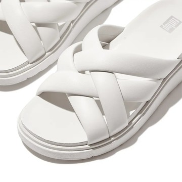 fitflop Gen-FF 軟墊交織帶皮革涼鞋-都會白