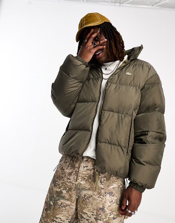 Lacoste heritage padded jacket in washed green