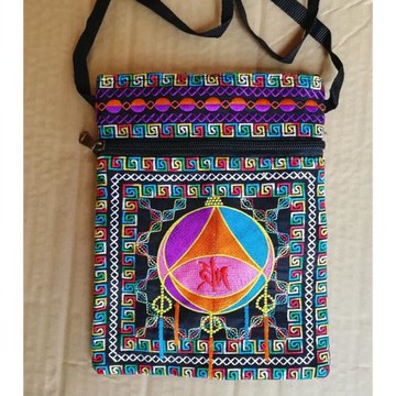 廣西民族壯錦手機包三層拉鏈斜背小包繡球包三月三表演小孩子背包