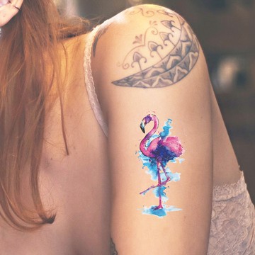 微刺青 水彩紅鶴👑大邱紋身👑【T08Z】新 小清新 假刺青輕紋身 防水 紋身 刺青 貼紙 T08