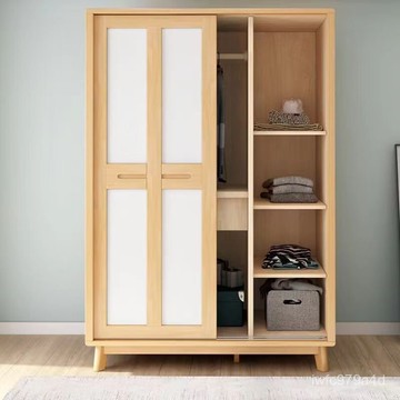 【免運 】北歐實木衣櫃主臥移門櫃子單人家用廚房臥室客廳推拉門衣櫃侘寂風