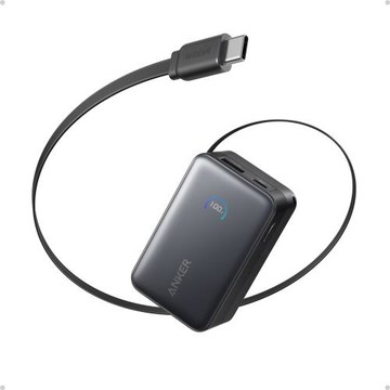 【ANKER】A1638 行動電源 10000mAh 45W 自帶伸縮線 黑色