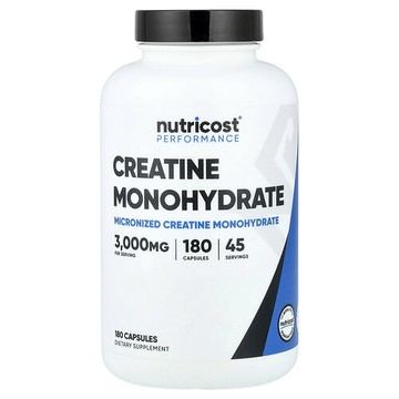 Nutricost, 表現，一水肌酸，3000 毫克，180 粒膠囊（每粒膠囊 750 毫克）