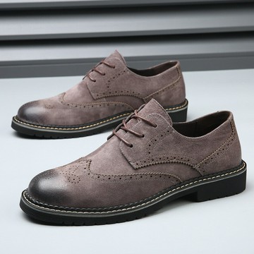 春秋季布洛克男鞋子真皮商務正裝鞋男韓版英倫復古尖頭皮鞋子潮流