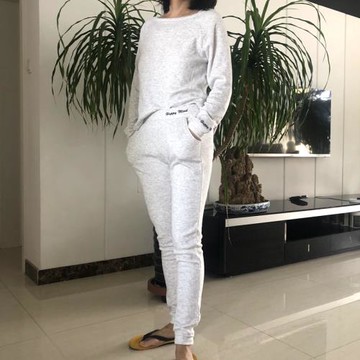 驚喜！外貿加絨衛衣衛褲兩件套 女家居外穿運動休閑單面絨套裝H16