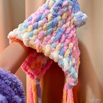 優選推薦🔥手織巫師帽手指圍巾貓尾綫超粗冰條綫粗毛綫團手工diy編織材料包