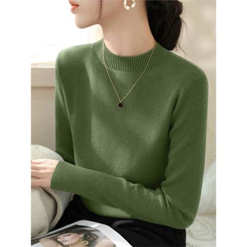 加厚款半高圓領冬季寬松毛衣上衣高級感2024年時尚長袖針織打底衫
