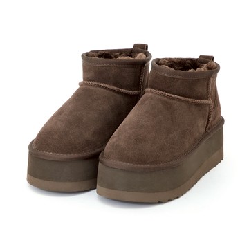 D+AF 冬戀5cm增高底真皮短筒雪靴