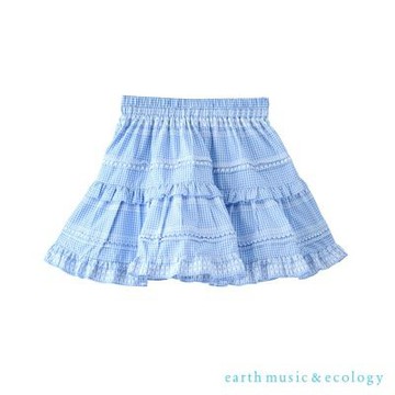 〈earth music〉格紋刺繡褲裙