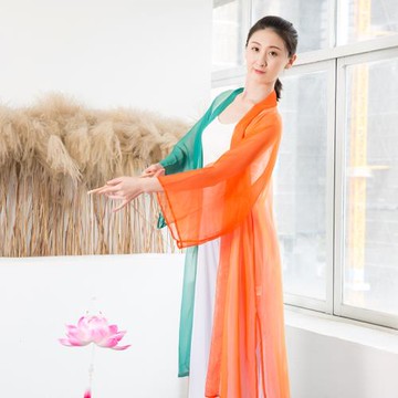 古典舞蹈服上衣漢服開衫表演服 練功服漸變色外披天絲飄逸長款女