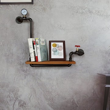 美式工業風水管置物架 牆上裝飾書架花瓶裝飾架