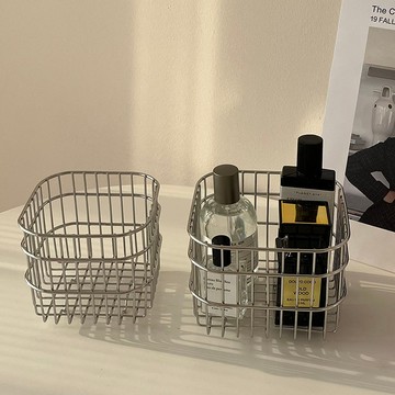 ✨精選好物✨ins高顏值簡約鏤空不鏽鋼收納籃💖ins桌面收納籃 304不鏽鋼收納籃 桌面小物件雜物置物盒 口紅化妝品收納