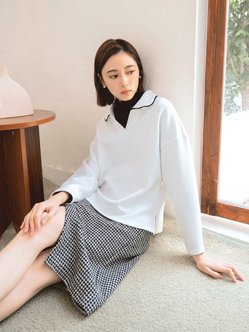 小V臉．V領空氣棉不易皺翻領上衣