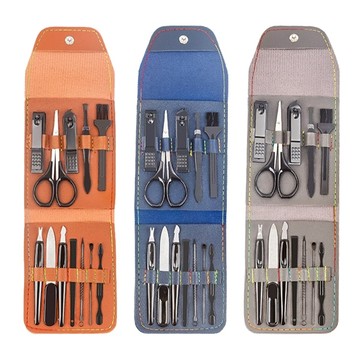 12件美甲修容組 旅行攜帶式多功能修甲組 指甲剪銼刀耳扒 贈品禮品 A6390