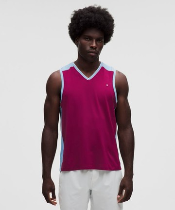 Pique Mesh-Panel Sleeveless Tennis Shirt Size Large
