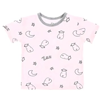 甜夢粉短袖上衣  6-12個月  粉紅色