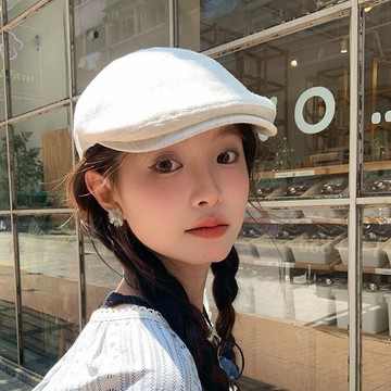 🔥3件8折🍊臺北出貨🍊可開發票出口日單『高品質棉麻』前進帽子女夏季顯臉小貝雷帽2025新款畫家