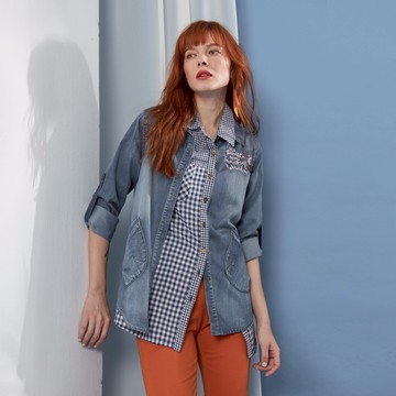 CLL巧玲瓏 水洗牛仔刺繡圖騰外套 7437617