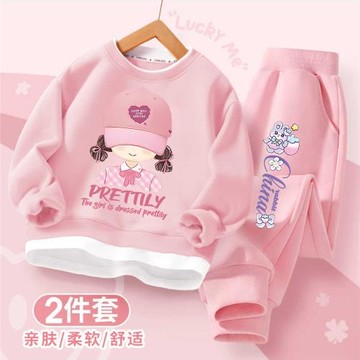 女童套裝2025新款大童假兩件長袖上衣女孩洋氣兩件套兒童休閑秋裝