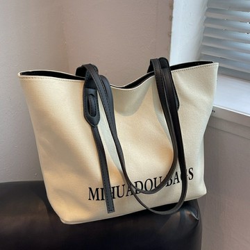 大容量帆布包包女2024新款夏季休閑單肩包大學生上課通勤包托特包【雲木雜貨】