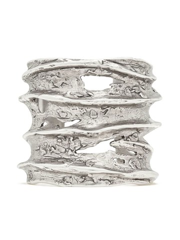 Saint Laurent - Tornado Crater cuff bracelet - women - Brass - M - Silver