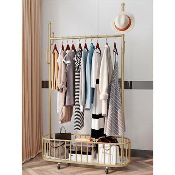 衣架落地臥室衣帽架室內掛衣架帶輪可移動家用陽臺衣服收納置物架