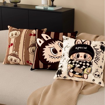 免運 棕色拉布布抱枕 套2025新款沙發抱枕 輕奢高級感靠背墊多巴胺 可拆洗【QXM1014】