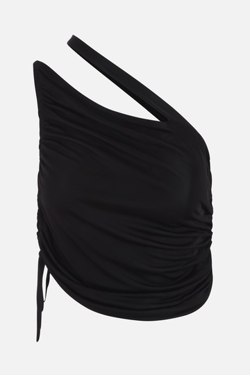 ANDREADAMO draped viscose one-shoulder cropped top Woman