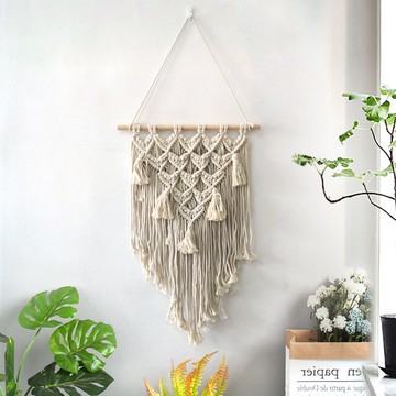 新Ins北歐風手工編織掛毯 波西米亞家居裝飾房間壁掛簡約棉繩壁毯