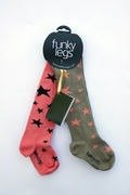 2014 秋冬 funky-legs 粉星星與黑星星聖誕有機棉褲襪套組