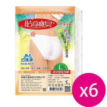 貼身寶貝(三角型)淑女型免洗褲(點點) 5件 L*6包