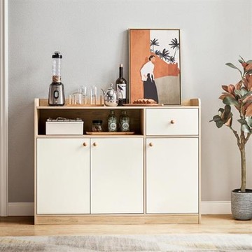 hoi!好好生活 林氏木業北歐風百搭1.18M餐邊櫃 LS187-原木色+白色