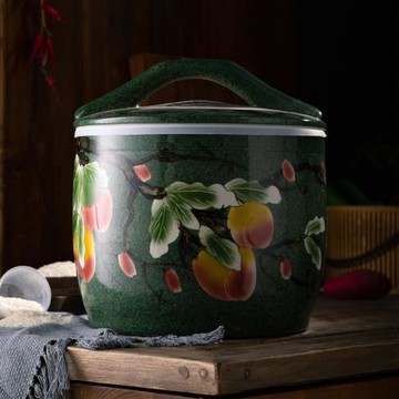 景德鎮手繪陶瓷米缸帶蓋家用10斤20斤30斤裝防蟲防潮密封罐儲米箱