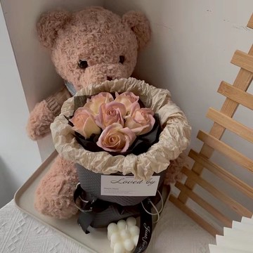 預購【LAMIE】黑色泰迪熊花束 可愛花束 約會花束 娃娃花束 卡通花束花禮 花束-黑色