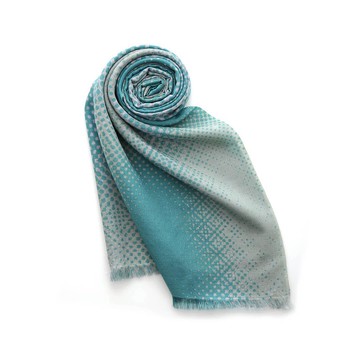 疊色羊毛圍巾 雨音-藍