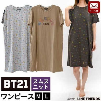 Bt21 ワンピース パジャマ レディース 半袖 スムースニット シャツワンピース 夏 ルームウェア 婦人パジャマ M L メール便 通販 Lineポイント最大get Lineショッピング