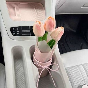高顏裝飾🎆 汽車擺件2024新款車載車上中控臺擺飾鬱金香花束網紅車內裝飾用品  汽车摆件