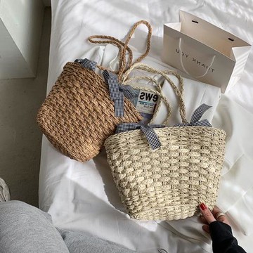 編織包女夏沙灘度假斜挎包風草編包包百搭手提復古野餐單肩包