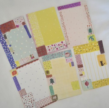 花磚 塩系蠟筆畫 手帳飾り M5 便簽套組