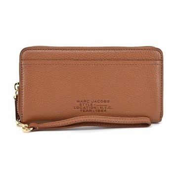 MARC JACOBS THE  CONTINENTAL荔枝紋壓印拉鍊長夾-棕